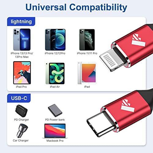 Aiminu 6 ft USB C to Lightning Cable 2-Pack – Rapid Charging Solution for i Phone 13, 12, 11 Pro Max, and More – MFi Certified Braided Type C Charging Cord for Enhanced Durability and Compatibility – Perfect for Fast Power Delivery up to 20 W