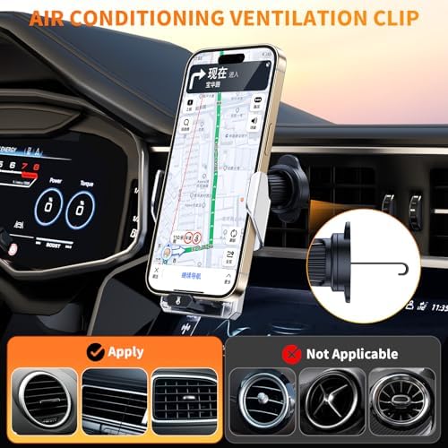 Fast-Charging Wireless Car Charger for i Phone Pro Max & Samsung Galaxy S Series – 15 W Auto-Clamping Vent Mount with Enhanced Compatibility for Safe Hands-Free Use while Driving – Sleek, Durable Design for All Models from i Phone 11 to 16 Pro Max and Galaxy S21 to S24