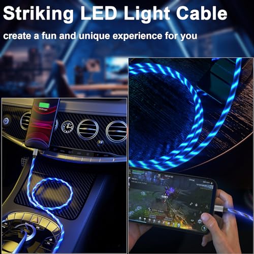 Illuminate Your Charging Experience: 6 ft LED Light-Up MFi Certified i Phone Charger Cable – Fast Charging for i Phone 14, 13, 12, 11 Pro Max, XR, X, SE, 8 Plus, i Pad & i Pod (Vibrant Purple) – Stylish, Durable, and Convenient Performance
