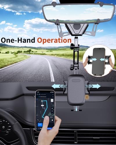 Aluminum Alloy 360° Rotatable Rear View Mirror Phone Holder – Versatile, Hands-Free Car Mount Compatible with All Smartphones – Enhance Safety and Navigation in Your Vehicle with Stylish Design and Easy Installation