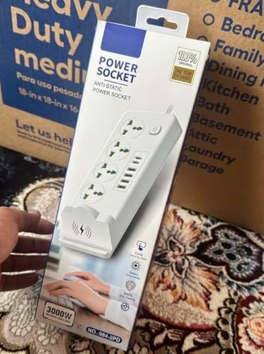 Universal Power Socket with Wireless Charging Pad – Multi-Device Desktop Charging Station Featuring 4 AC Outlets, 4 USB Ports & 2 Type-C Ports, Fire-Resistant Design for Enhanced Safety – Ideal for Home, Office, and Travel Use