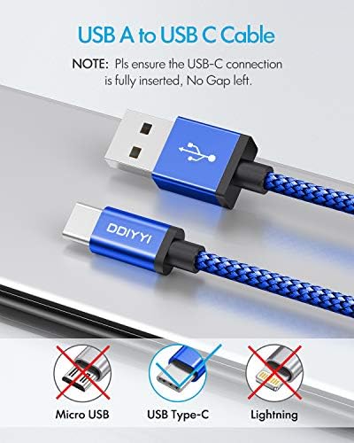 USB Type C Cable 5Pack (3/3/6/6/10FT), Nylon Braided USB C Cable Fast Charger Cord for iPhone 16/15, Samsung Galaxy S24 S23, LG V30 V20 G5 G6, PS5, Google Pixel, Redmi, HTC – Enhanced Compatibility and Speed