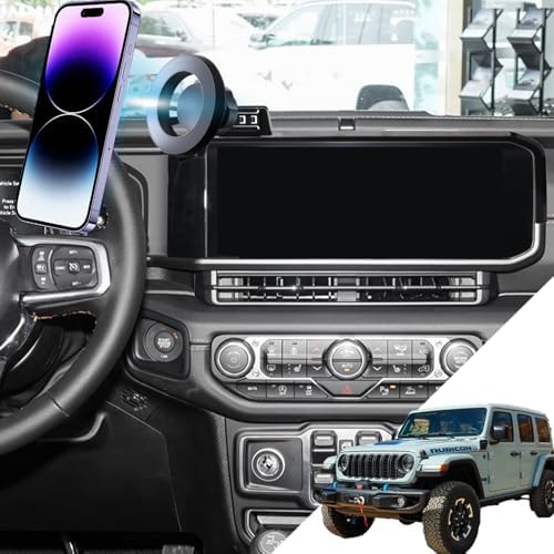 Revolutionize Your 2024 Jeep Wrangler Experience with Our Magnetic Phone Holder – Ultimate 12.3-inch Touch Screen Compatibility, Effortless Installation, and Secure Grip for All Cell Phones – Elevate Navigation and Connectivity On and Off the Road