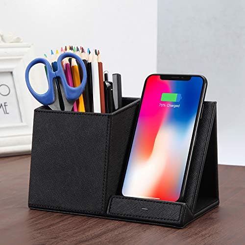 COSOOS Premium Fast Wireless Charger & Desk Organizer – Streamlined Charging Station for i Phone 15/15 Pro/15 Pro Max/14/13/12/11/XS/8 Plus & Samsung Galaxy S21/S20+/S10/Note 10/Note 9 (AC Adapter Not Included) – Ultimate Workspace Efficiency & Speed Enhancement Elevate your charging experience with the COSOOS Premium Fast Wireless Charger, expertly crafted to streamline your workspace while ensuring rapid power delivery to a wide range of smartphones. This innovative charging station is perfect for tech-savvy individuals seeking a blend of functionality and style, accommodating i Phone models 8 Plus through 15 Pro Max and popular Samsung Galaxy variants. Designed with an integrated desk organizer, this sleek charger keeps your essential items like pens and notes within reach, promoting a tidy and efficient workspace. Its compact dimensions fit effortlessly on any desk, providing a clutter-free aesthetic. While the AC adapter is not included, this charger performs optimally with your existing accessories, making it a versatile addition to your setup. Built from high-quality materials for durability and easy maintenance, the COSOOS Fast Wireless Charger enhances productivity and elevates your workspace aesthetics, ensuring you’re always ready to power up without the hassle of tangled cords.