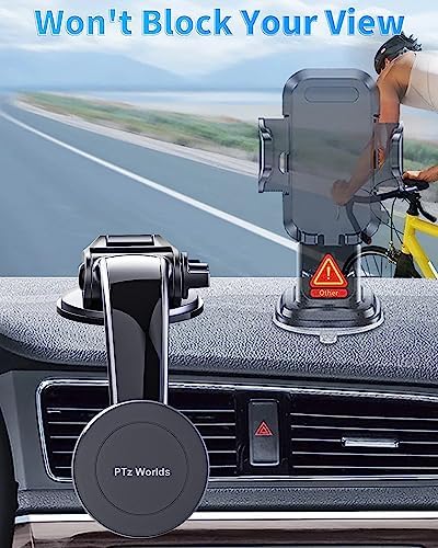 Mag Safe-Compatible Cup Holder Phone Mount – Ultra-Strong Magnetic Phone Holder with Flexible Gooseneck, Expandable Base for Secure Fit in Any Vehicle, Perfect for i Phone, Galaxy, and Pixel – Enhance Your Driving Safety and Convenience