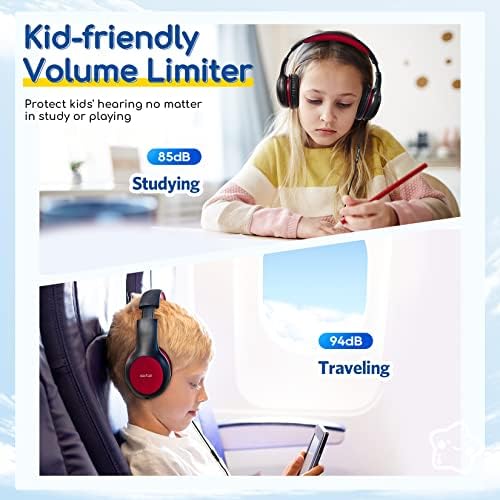 Kid-Friendly Foldable Wired Headphones with Microphone – Volume Limiting Safety (85/94 d B) for Hearing Protection, Share Port for Collaborative Audio, Ideal for Tablets, PCs, and School Use – Enhanced Type C Compatibility for Optimal Sound Quality and Comfort