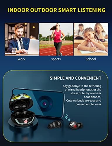 Kids’ Bluetooth 5.1 Wireless Earbuds – Adorable Waterproof Earphones with Dual Mics, 36-Hour Playtime, Hi-Fi Stereo Sound, and Gaming Mode – Perfect for Active Young Listeners and Learning on the Go