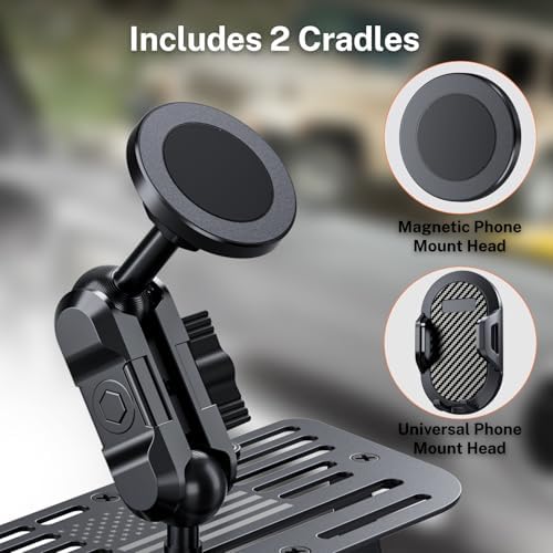 Stainless Steel Phone Mount for 2018-2023 Wrangler JL (NOT 4xe)&2020-2023 Gladiator Magnetic&Clamp Dual Heads All-Metal Shakeproof Original America Flag Design OEM Screws Dash Mount Install – Enhanced Compatibility and Speed