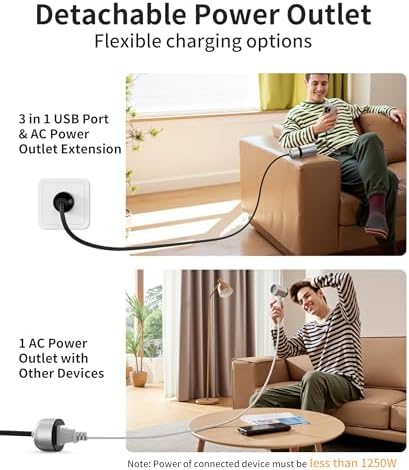67 W Ga N Fast Wall Charger with 3 Ports: 2 USB-C & 1 USB-A, Detachable 5 ft Nylon Extension Cord for Ultimate Charging Flexibility – Rapid Power Delivery for i Phone, Samsung Galaxy, i Pad, Mac Book and More