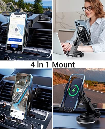 Portable 15 W Fast Wireless Car Charger with Auto-Clamping Technology for Seamless i Phone & Samsung Compatibility – Effortless Charging On-the-Go, Enhanced Safety & Stability for Modern Drivers