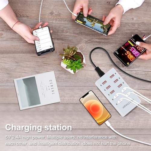 Multi-Device USB Charging Hub with 10 High-Speed Ports – Smart Plug Power Strip for i Phone 15/14/13, i Pads, Galaxy Watches & Android Phones – Ultimate Fast Charging Solution for Home & Office Efficiency