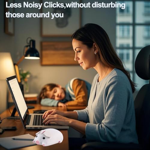 Cute Pig Design Wireless Mouse – Kawaii Bluetooth Dual Mode Silent Optical Mouse for PC, Laptop, and Tablet – Lightweight Portable Accessory for Kids, Students, and Office Use – Perfect Gift Idea for Adorable Tech Lovers