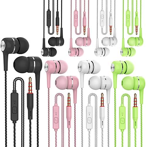 Experience Superior Sound with 4-Pack Wired Earbuds Featuring Microphone – Ideal In-Ear Earphones for School and Daily Use – Deep Bass Audio, Noise Isolation, and Universal 3.5 mm Compatibility with i Phone, i Pad, Samsung, and Google Devices in Black, White, Pink, and Green – Lightweight Design for All-Day Comfort and Clear Calls