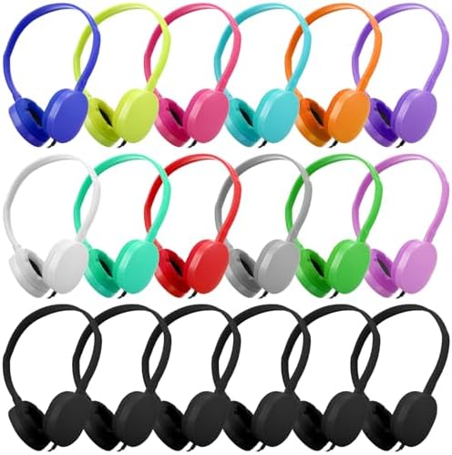Elevate Classroom Engagement with Konohan Kids Headphones – Bulk 18-Pack Adjustable Wired Earphones for Students, Teens, and Adults, Offering Universal 3.5 mm Compatibility and Superior Sound Quality – Durable and Comfortable for All Learning Environments