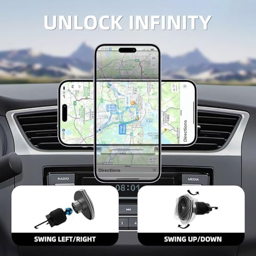 Mag Safe Car Mount Charger for i Phone 15/14/13/12 Series – 15 W High-Speed Magnetic Wireless Holder, Secure Air Vent Attachment, Sleek Black Design for Effortless Charging and Hands-Free Navigation