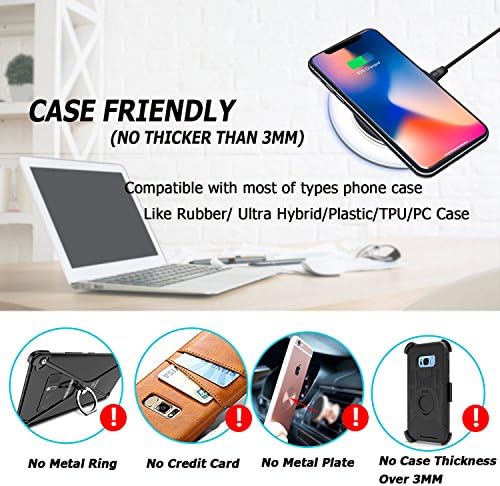 Rapid Charge 10 W Wireless Charging Pad – Qi-Certified Compatibility with Samsung Galaxy, i Phone, and LG – Non-Slip Surface for Secure Power Delivery – Ideal for Home and Office Settings