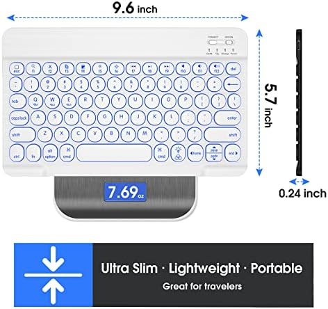 Ultra-Slim Universal Wireless Bluetooth Keyboard for i Pad, i Phone & Tablets – Multi-Device, Backlit Mini Design with 7-Color Options, Rechargeable & Portable for On-the-Go Efficiency