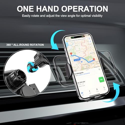 Rapid Charge 15 W Wireless Car Charger Mount – Auto-Clamping Smartphone Holder for i Phone 16/15/14/13/12 & Samsung S24/S23/S22/S21 – Qi-Certified with Adjustable Vent Compatibility – Effortless One-Hand Operation in Sleek Black Design – Ultimate Convenience for Modern Drivers