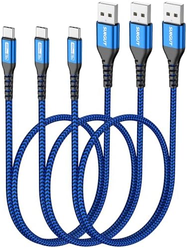 SUNGUY USB to USB C Cable 10FT[3Pack], USB A to USB C Cable 3A Type C Charger Fast Charging Nylon Braided for iPhone 16 15 Pro/Pro Max/Plus, Samsung Galaxy S23/S22/S21, USB C Devices – Enhanced Compatibility and Speed