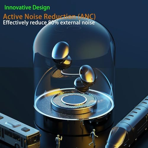 IHAO Bluetooth 5.3 Clip-On Sport Earbud Headphones – 80-Hour Playtime, Noise-Cancelling Hi-Fi Sound, IPX4 Waterproof, Secure Fit for Active Lifestyles, Perfect for Workouts and Leisure, Enhanced Connection Speed, Painless Wear – Black