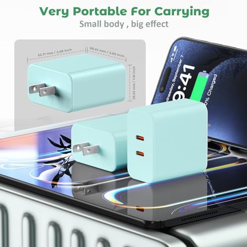 40 W Dual-Port USB-C Fast Charger for i Phone 15/16/14/13/12/11 Pro Max & Samsung – High-Speed Compact Charging Block with Power Delivery & Quick Charge for Home and Travel Efficiency