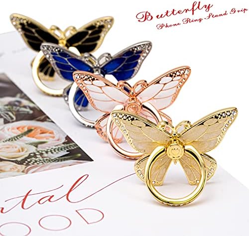 Glitter Butterfly Phone Ring Grip Holder – 360-Degree Rotating Kickstand for i Phone, Samsung Galaxy & Android – Stylish Rhinestone Design for Enhanced Durability and Comfort – Perfect Gift for Women and Girls – Secure Adhesive for Optimal Grip – Versatile Stand for Video Calls, Streaming & More