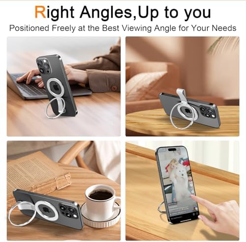 Mag Safe Universal Phone Grip & Kickstand for i Phone 12-16 Pro Max – Versatile Double-Sided Magnetic Holder for Secure Handling & Hands-Free Viewing in Gym, Kitchen & Beyond – Sleek Black Silicone Design for Stylish Convenience and Optimal Performance