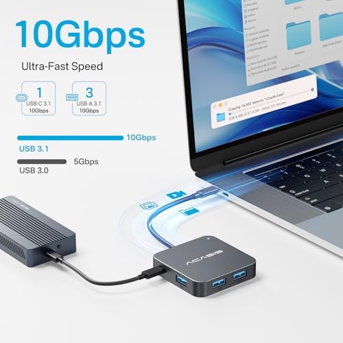 Ultra-Fast USB C Hub 10 Gbps – Multiport Adapter with 4 K 60 Hz HDMI, 100 W Power Delivery & USB A 3.2 Port – Essential Connectivity Solution for Mac Book, Dell, Lenovo, Surface & i Pad Pro – Elevate Your Workspace with Enhanced Speed and Versatility