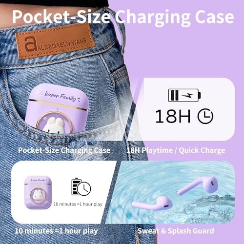 Black Panda Wireless Earbuds – Stylish Bluetooth 5.4 Sports Headphones with IPX4 Waterproof Technology, Perfect for Active Lifestyles, Travel, and School – Ideal for All Ages with Built-in Mic for Hands-Free Calls and Comfort Fit