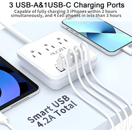 Travel Smart with the Cruise Essentials 6 Ft Non-Surge Power Strip: 3 Outlets & 4 USB Ports (1 USB-C) for Effortless Charging on Cruises, at Home, or in the Office – ETL Listed, Sleek Black Design for Enhanced Device Compatibility and Safety