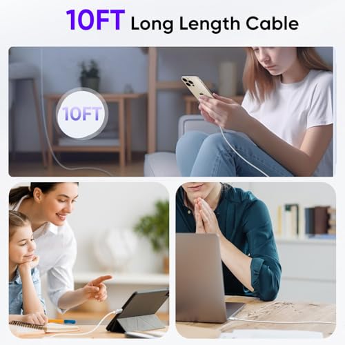 USB C to USB C,240W USB-C Woven Charge Cable,6.6ft 2Pack USB C Cable Fast Charging Cord for Apple MacBook Pro/MacBook Air,iPad Pro/Air,iPad mini,iPhone 16 15 Pro Max Plus Compatible 140W/100W/60W/45W – Enhanced Compatibility and Speed