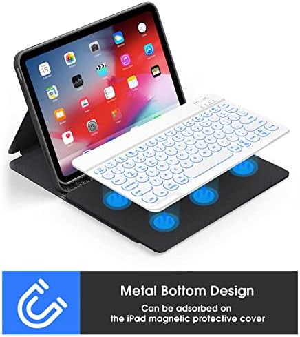 Ultra-Slim Universal Wireless Bluetooth Keyboard for i Pad, i Phone & Tablets – Multi-Device, Backlit Mini Design with 7-Color Options, Rechargeable & Portable for On-the-Go Efficiency