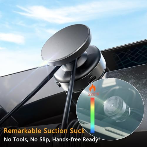 Revolutionize Your Car Experience with the 360° Adjustable Anti-Shake Electric Suction Cup Phone Mount – Perfect for Mag Safe i Phone 16, 16 Pro Max, 15, 14, and 13 – Hands-Free Vlogging and Travel Essential with Superior Stability and Magnetic Grip