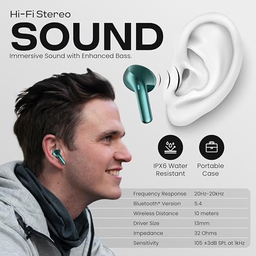 Gabba Goods Bliss Wireless Bluetooth Earbuds – Ultimate Ergonomic In-Ear Fit with Touch Controls for Seamless Audio Experience, 6-Hour Playtime & Built-in Mic for Crystal Clear Communication – Perfect for Travel, Gym, Home & Gaming Compatibility in Stylish Black Finish