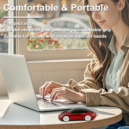 Stylish 2.4 GHz Wireless Car-Shaped Mouse – Fun Red Optical Mouse for Kids & Adults, Compact & Portable with 1600 DPI Precision for Effortless Navigation – Ideal Gift for Gaming & Everyday Use – Seamless USB Connectivity for Laptops & Desktops