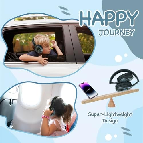 Advanced Bluetooth 5.3 Over-Ear Kids Headphones – Foldable Wireless Design with HD Sound, Built-In Microphone, and Safe Volume Control for Music, Gaming, and Movies – Universal Compatibility with Smartphones & Tablets (Black)