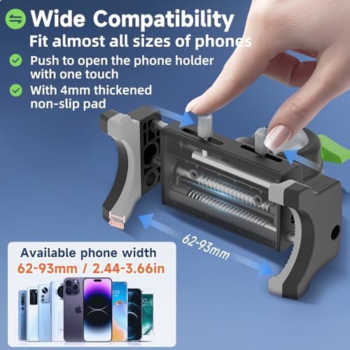 HEMMOTOP Heavy-Duty Suction Cup Car Phone Mount – 12-Inch Metal Holder with 360° Rotation for All Smartphones – Ultimate Windshield Accessory for Safe Navigation and Hands-Free Convenience in Cars and Trucks