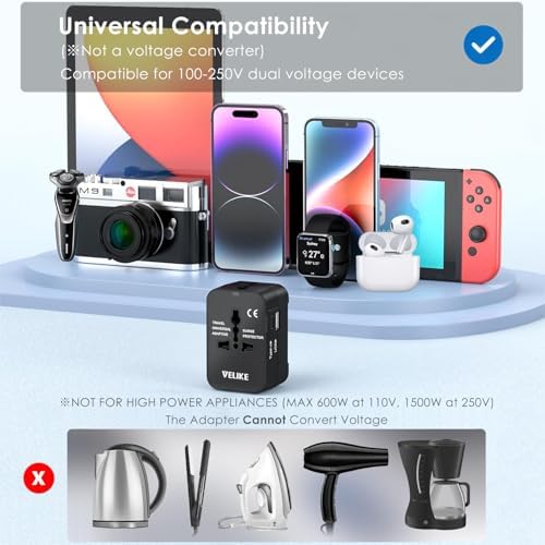 Ultimate Worldwide Travel Adapter: All-in-One Universal Plug Converter with High-Speed USB Type-C Charging Ports – Ideal for Seamless Connectivity in USA, Europe, UK, and Australia – Maximize Charging Efficiency and Versatility for All Your Devices