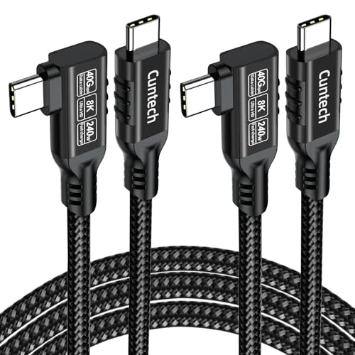 USB C 90 Degree Right Angle Cable 3.3ft 2-Pack, 240W PD Fast Charging 40Gbps Data Transfer 8K/4K Video USB C Cable for Thunderbolt 4/3 MacBook for iPhone 15 iPad Samsung Galaxy Other Type C Devices – Enhanced Compatibility and Speed