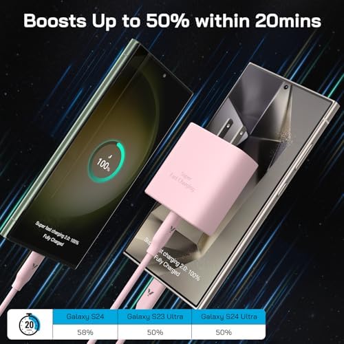 45 W Ultra-Fast USB-C Charger & 12 FT Cable for Samsung Galaxy Devices – Premium Charging Block for S25, S24, S23, and Tab S9/S8 Ultra – Enhanced Speed, Safety, and Portability for Ultimate Device Efficiency