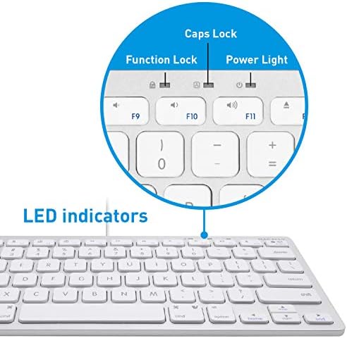 Compact Macally Wired Keyboard for Mac and Windows – Sleek USB Mini Keyboard with 78 Scissor Switch Keys – Effortless Plug and Play Design for Enhanced Typing Speed – Ideal Space-Saving Solution for Modern Workspaces – Durable Aluminum Finish for Long-lasting Performance and Style