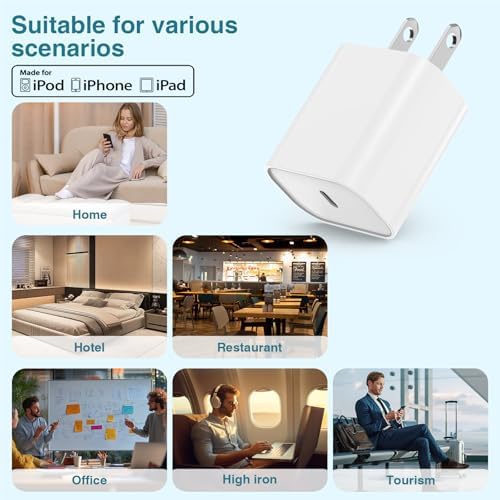 Ultra-Fast 20 W USB C Charger Block – 4 Pack for i Phone 16/15 & Multi-Device Compatibility – Compact Power Adapter for Apple, Samsung, Google – Essential Travel Charging Solution with Enhanced Durability and Safety Features