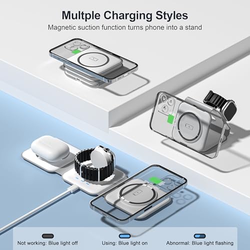 UCOMX Foldable 3-in-1 Wireless Charging Station: Ultimate Travel Charger for i Phone 12-16 Pro Max, Apple Watch Series 3-Ultra, and Air Pods Pro – Rapid Nano Technology for Fast, Safe Charging & Clutter-Free Convenience
