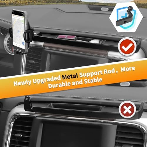 Transform Your Driving Experience with the Sturdy Multi-Mount Dash Phone Holder for 2012-2017 Dodge RAM – Effortless Smartphone Access & Efficient Storage Solution Enhance your vehicle’s functionality with our specialized Multi-Mount Dash Phone Holder, meticulously engineered for 2012-2017 Dodge RAM models. Constructed with a robust metal rod, this phone mount promises exceptional durability and stability, ensuring your device stays securely in place even on rugged roads. Seamlessly access your smartphone for navigation, music, and hands-free communication while maintaining complete focus on your driving. This versatile accessory accommodates a variety of smartphone sizes and features an integrated storage tray for essential items, decluttering your space and enhancing organization. Enjoy quick, tool-free installation for immediate use. Crafted with premium materials, this phone holder combines practicality with a sleek aesthetic, making it an indispensable accessory for every Dodge RAM enthusiast. Upgrade your daily commute with this essential smartphone solution engineered for both style and functionality.