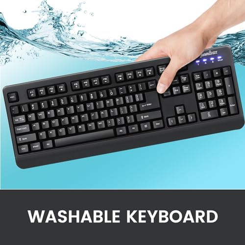 Durable & Washable Perixx PERIBOARD-517 Wired USB Keyboard – IP65 Certified, Ergonomic Design for Home & Office Use, Enhanced Compatibility with Windows & mac OS, Ideal for Quick Cleaning and Hygiene