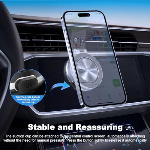 Magnetic 360° Electric Suction Phone Holder for Cars and Gyms – Ultra-Stable Grip for Seamless Hands-Free Access to Your Smartphone on Any Smooth Surface (Black) – Perfect for Navigation and Workouts