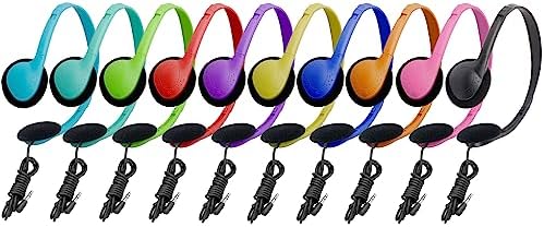 Bulk 25-Pack Kids Classroom Headphones – Vibrant Multi-Color Earphones for Enhanced Learning – Durable, Comfortable Design with Superior Sound Quality – Ideal for Focus and Group Activities in Educational Settings