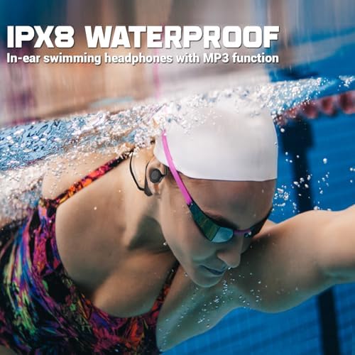 Ultimate IPX8 Waterproof Earbuds for Aquatic Adventures – Cutting-Edge Wireless Sports Headphones with Built-in MP3 Player, 16-Hour Battery Life, and Enhanced In-Ear Bass for Optimal Sound Quality While Swimming, Perfect for Water Sports Enthusiasts and Fitness Lovers