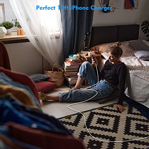 10 FT MFi Certified i Phone Charger Cable – 2 Pack USB to Lightning Fast Charging Cords for i Phone 14/13/12/11 Pro Max/SE 2022/X/XR & i Pad – Durable, Tangle-Free Design for Ultimate Charging Flexibility and Speed