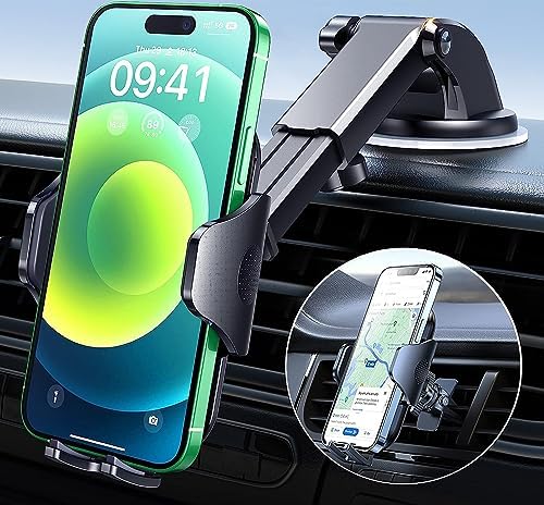 Ultimate Car Phone Holder Mount for Dashboard & Windshield – Versatile Hands-Free Stand for i Phone & Android Smartphones – Adjustable, Rotatable Design for Optimal Viewing Angles – Durable Grip for Bumpy Rides – Enhanced Compatibility with All Smartphone Sizes – Effortless Installation & Secure Fit for Maximum Safety and Convenience